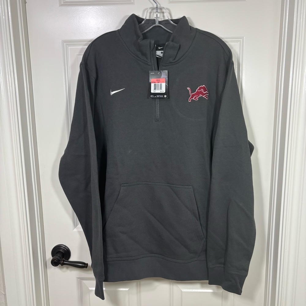 NWT Nike 1/4 Zip Lion Logo Pullover Sweatshirt Men’s L Gray